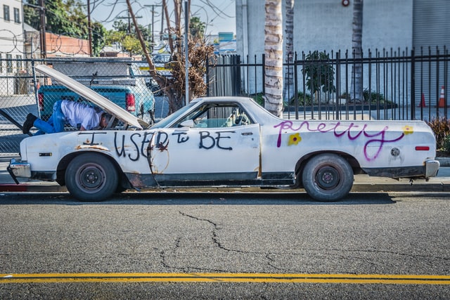 Image of a broken down car